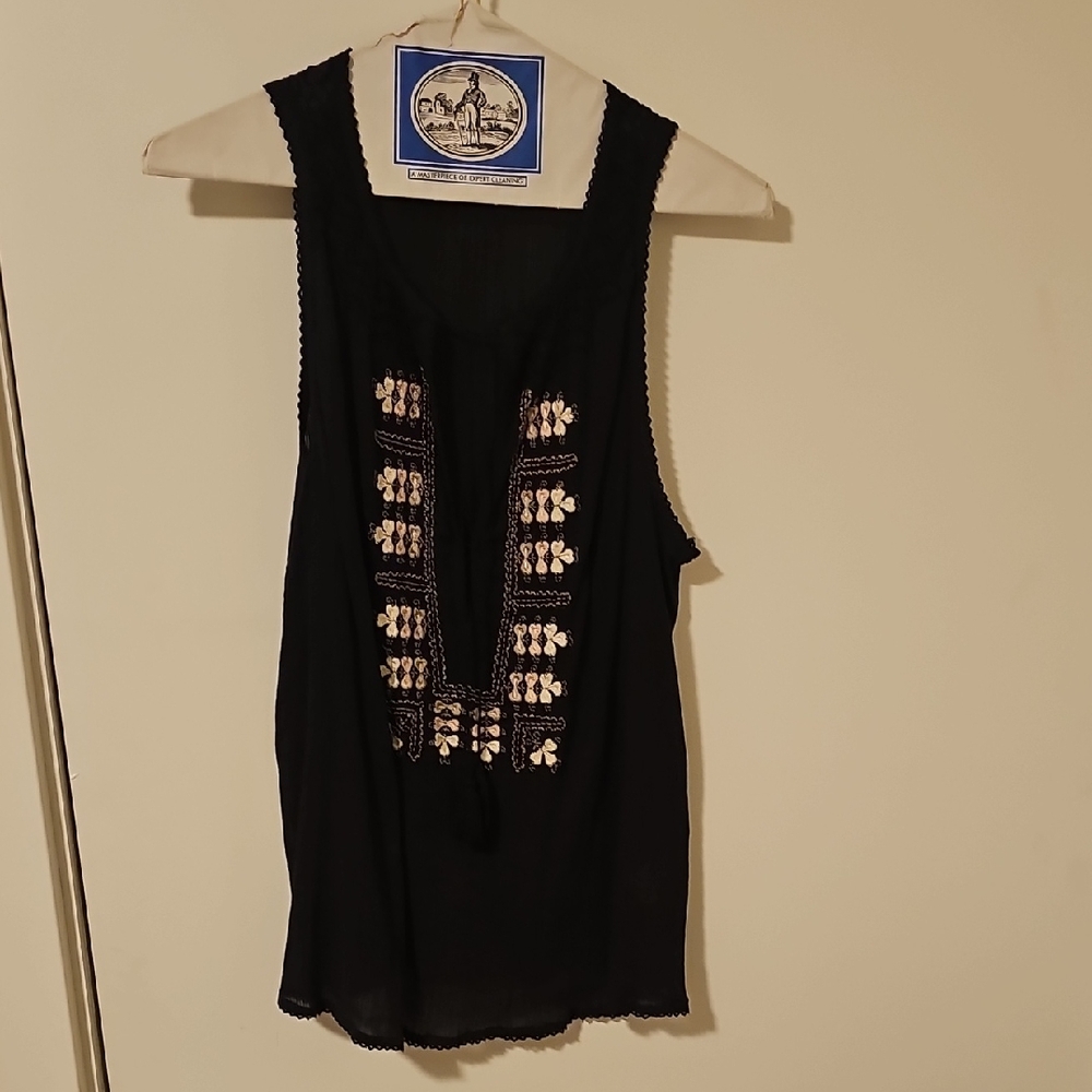 Joie Black Embroidered Tank Top